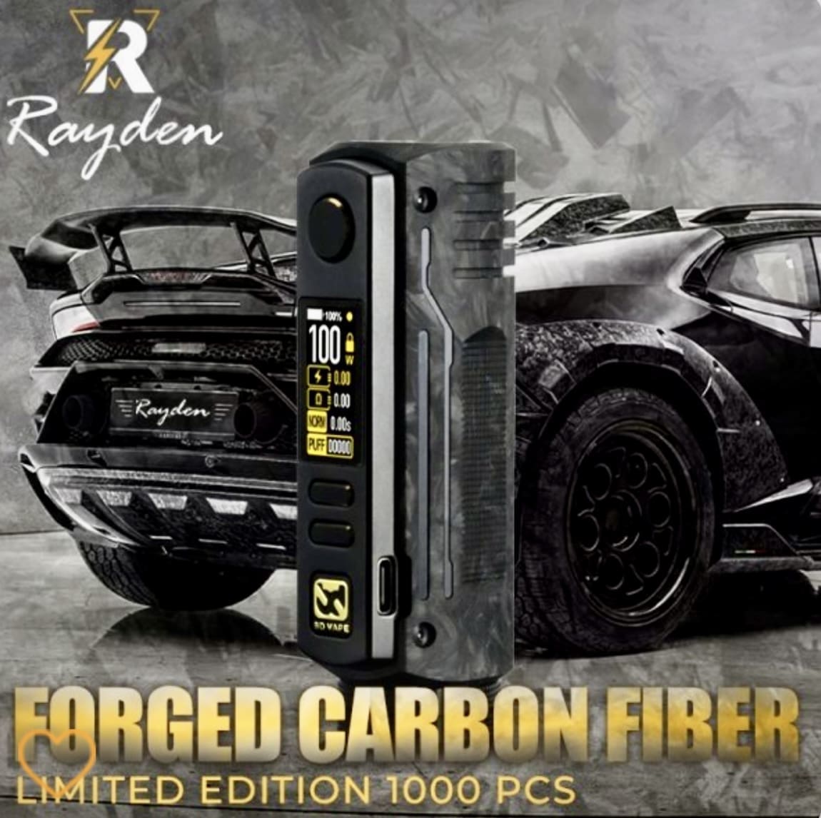 Mod Rayden 100 Forged Carbon Matte - Vape Culture - 2 Mod Rayden 100 Forged Carbon Matte - Vape Culture - 2